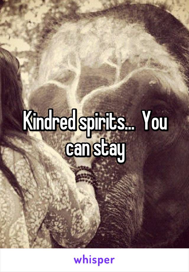 Kindred spirits...  You can stay