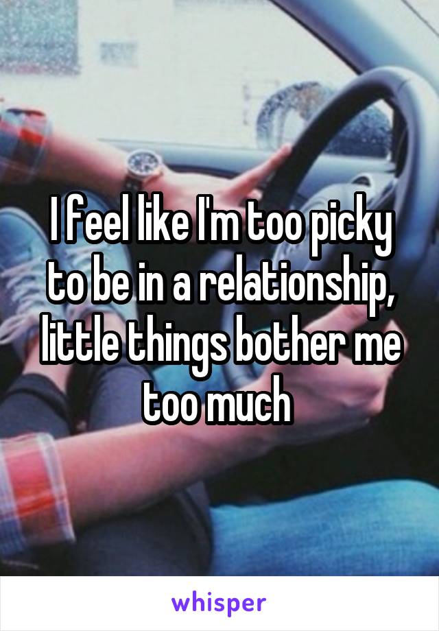 I feel like I'm too picky to be in a relationship, little things bother me too much 