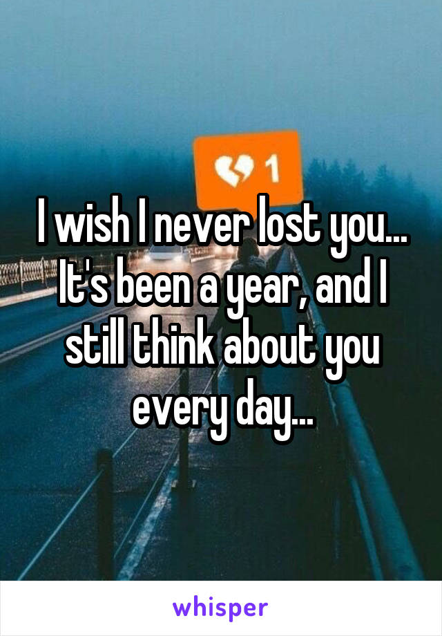 I wish I never lost you... It's been a year, and I still think about you every day...
