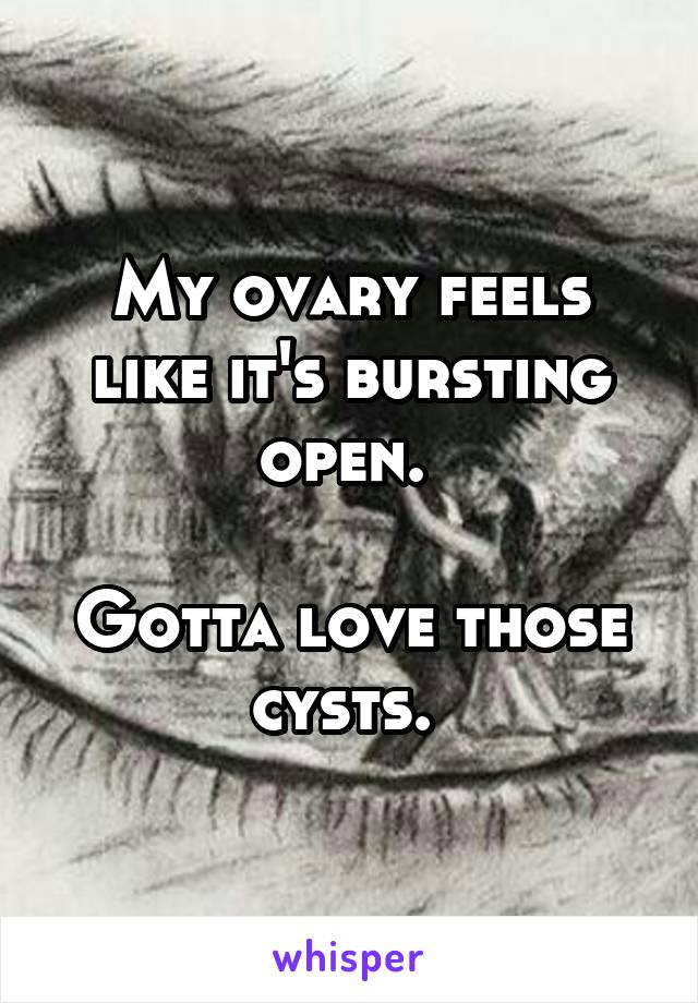 My ovary feels like it's bursting open. 

Gotta love those cysts. 