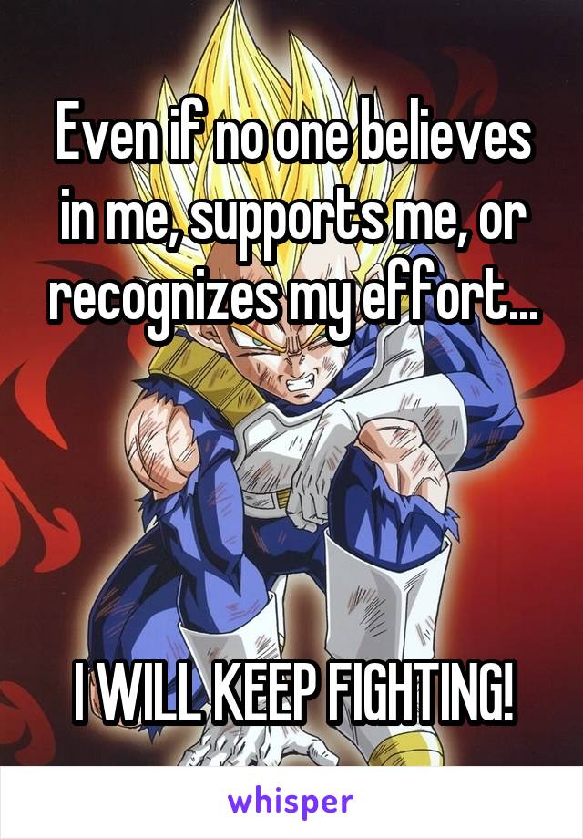 Even if no one believes in me, supports me, or recognizes my effort...




I WILL KEEP FIGHTING!