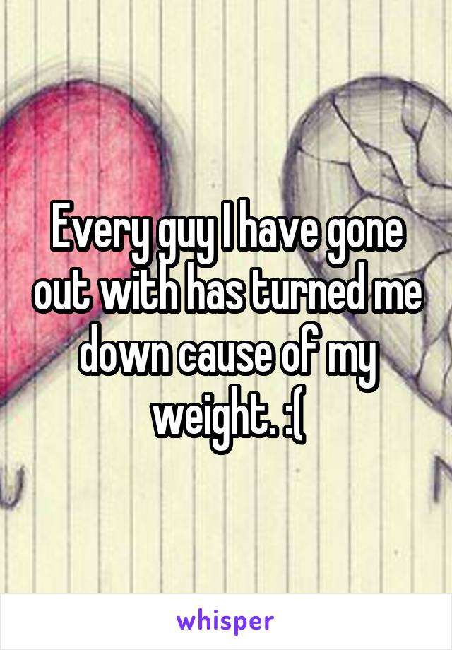 Every guy I have gone out with has turned me down cause of my weight. :(