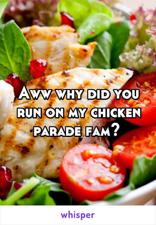Aww why did you run on my chicken parade fam? 