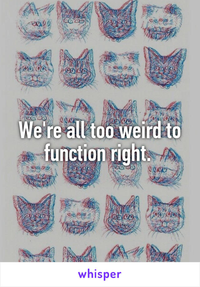 We're all too weird to function right. 