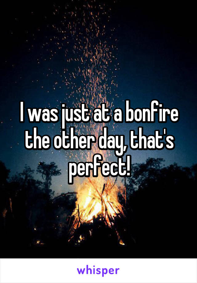 I was just at a bonfire the other day, that's perfect!