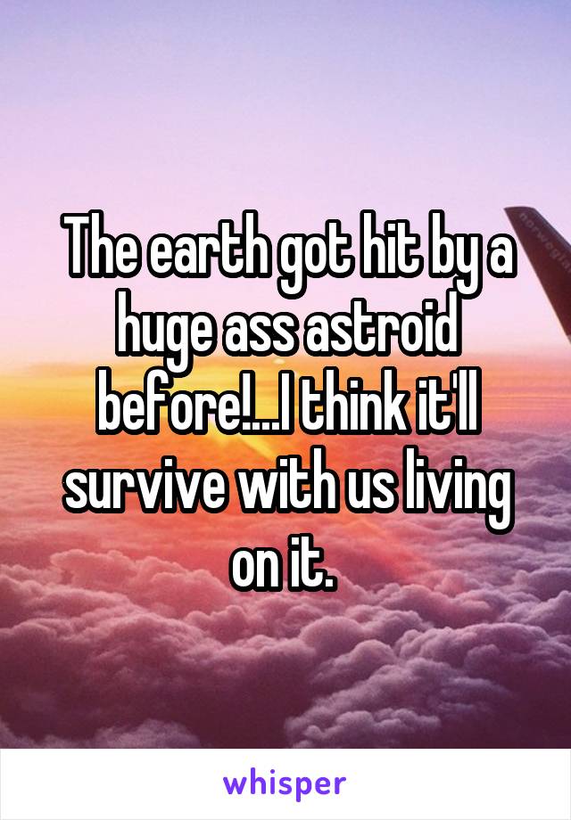 The earth got hit by a huge ass astroid before!...I think it'll survive with us living on it. 