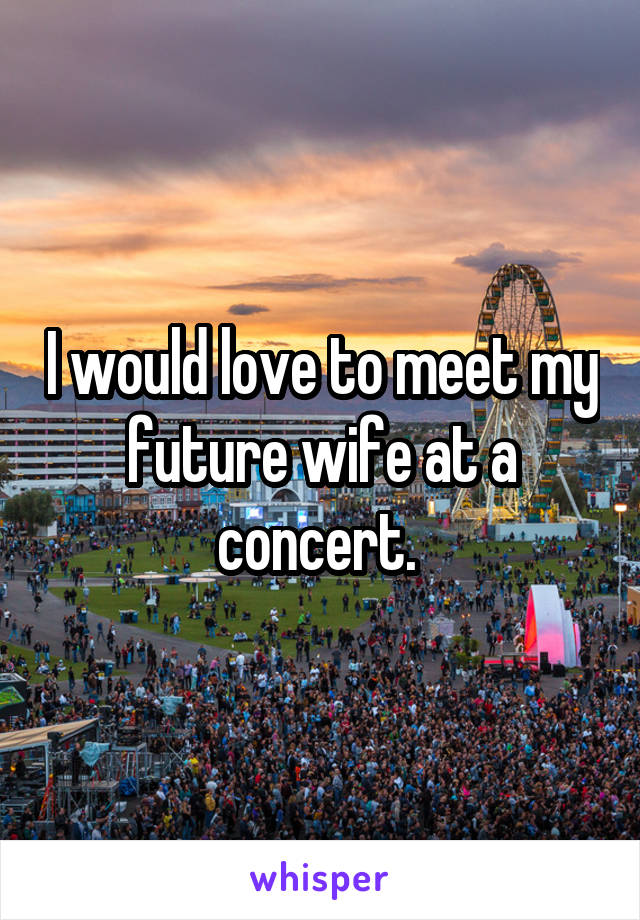 I would love to meet my future wife at a concert. 