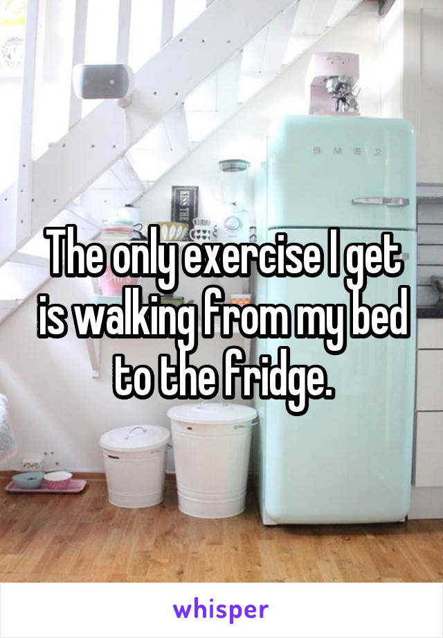 The only exercise I get is walking from my bed to the fridge.