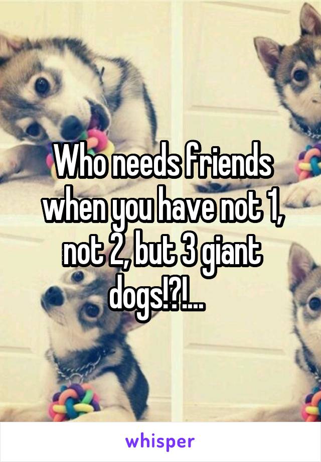 Who needs friends when you have not 1, not 2, but 3 giant dogs!?!...  