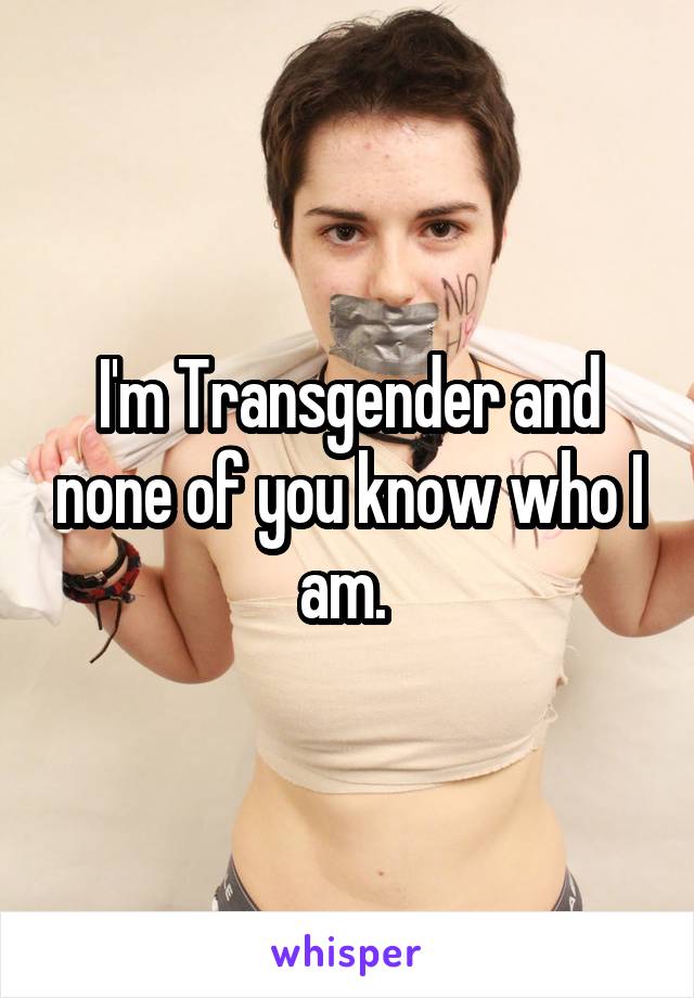 I'm Transgender and none of you know who I am. 