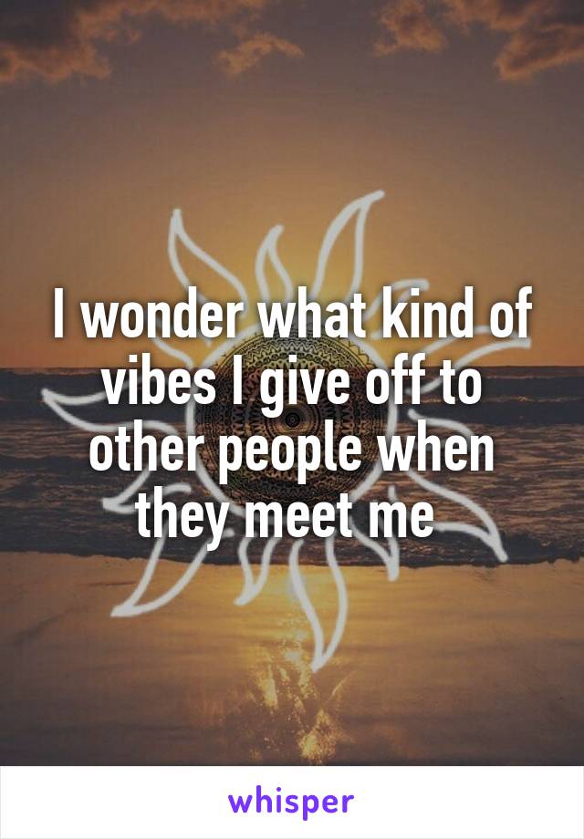 I wonder what kind of vibes I give off to other people when they meet me 