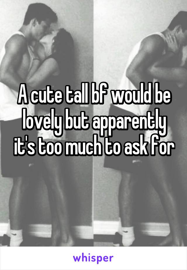 A cute tall bf would be lovely but apparently it's too much to ask for 