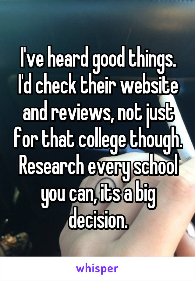 I've heard good things. I'd check their website and reviews, not just for that college though. Research every school you can, its a big decision.
