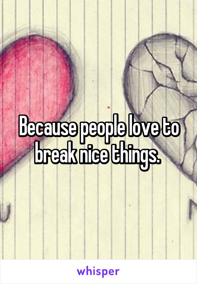 Because people love to break nice things. 