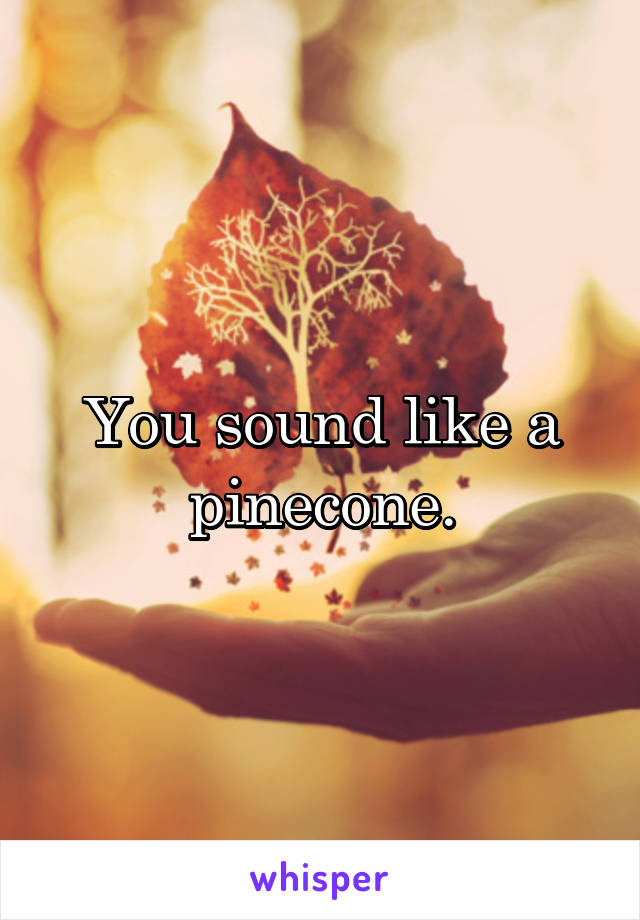 You sound like a pinecone.