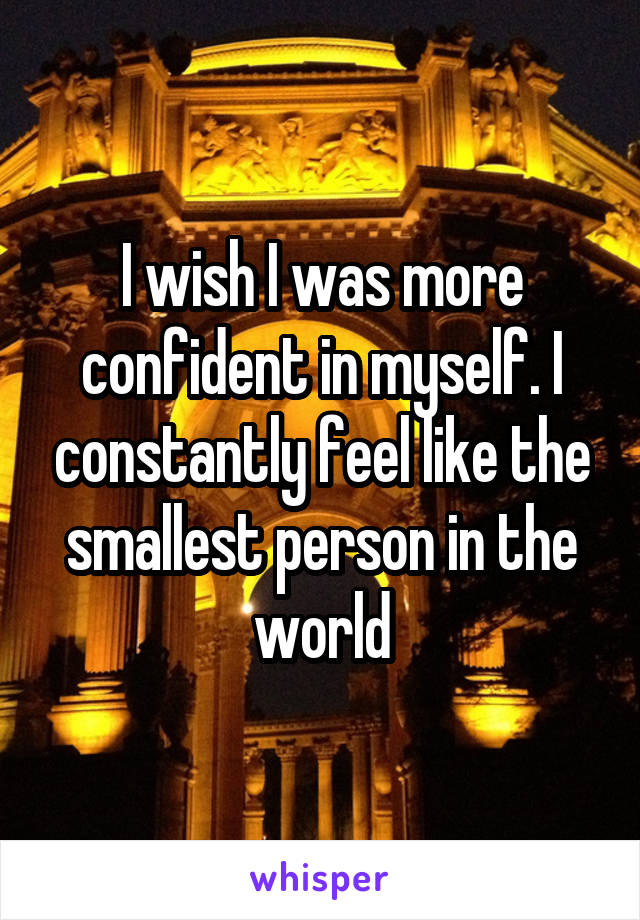 I wish I was more confident in myself. I constantly feel like the smallest person in the world