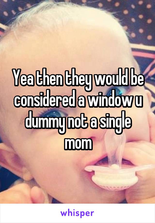 Yea then they would be considered a window u dummy not a single mom