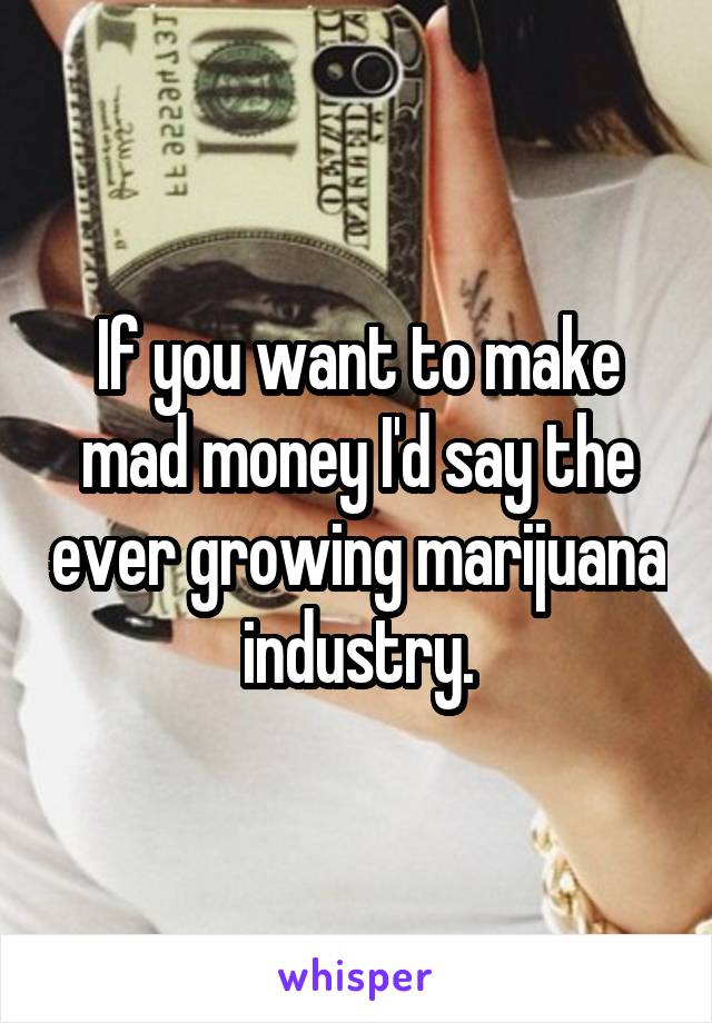 If you want to make mad money I'd say the ever growing marijuana industry.