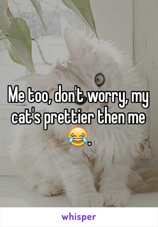 Me too, don't worry, my cat's prettier then me 😂.