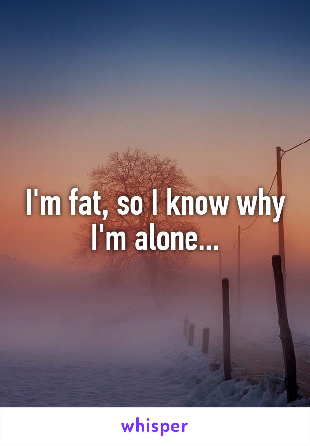 I'm fat, so I know why I'm alone...