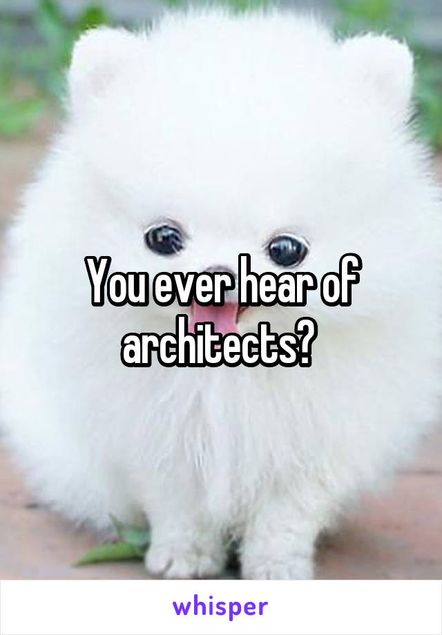 You ever hear of architects? 