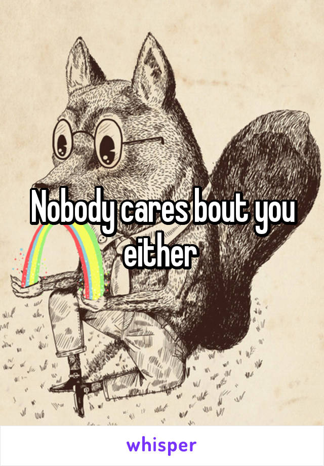 Nobody cares bout you either 