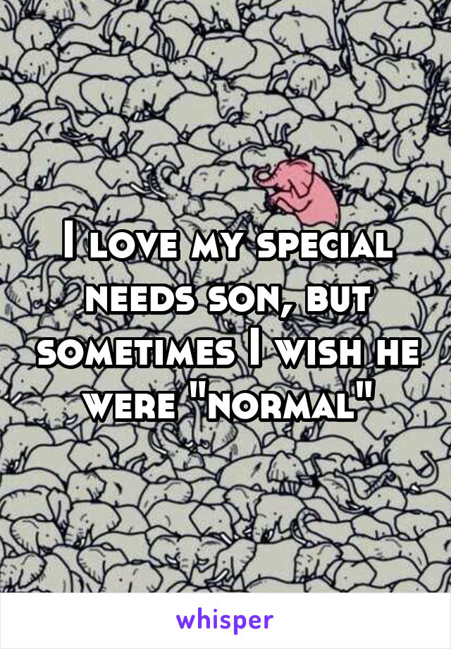 I love my special needs son, but sometimes I wish he were "normal"