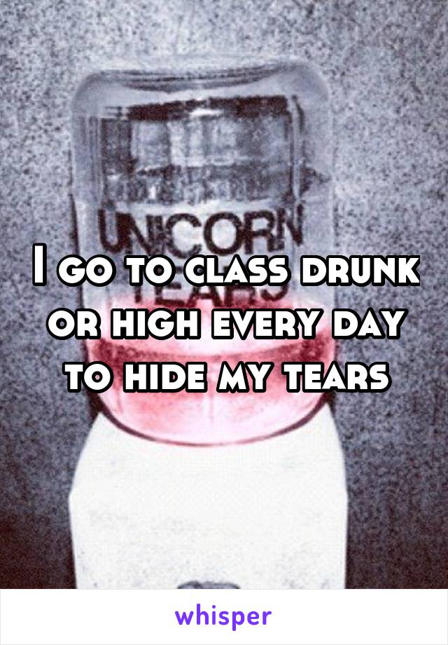 I go to class drunk or high every day to hide my tears