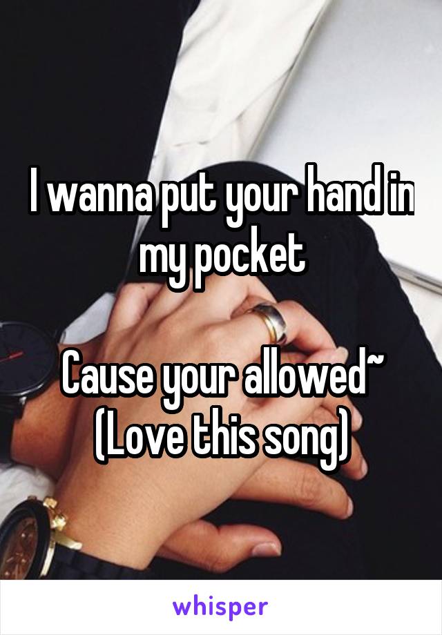 I wanna put your hand in my pocket

Cause your allowed~
(Love this song)