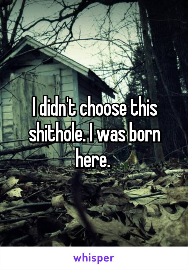 I didn't choose this shithole. I was born here. 