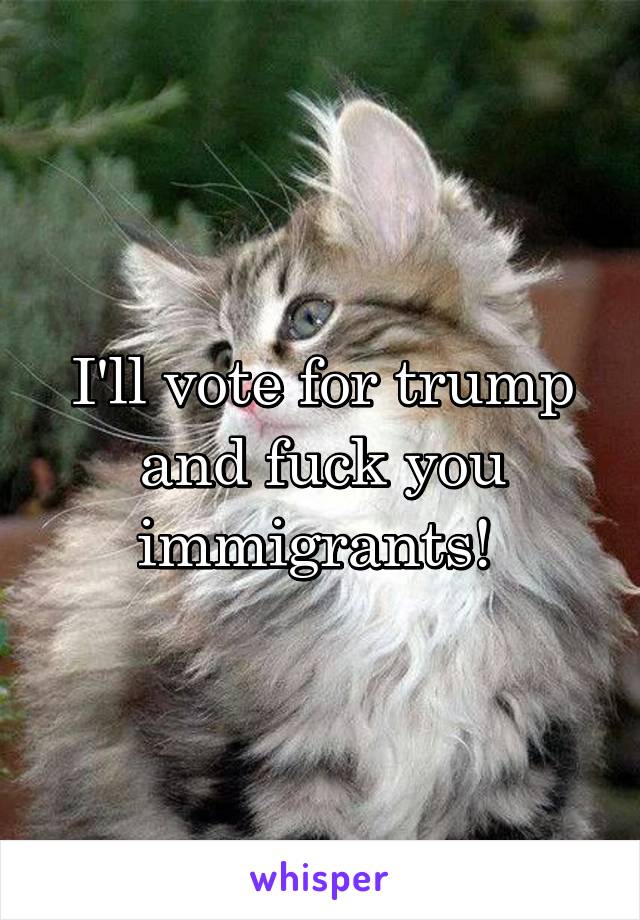 I'll vote for trump and fuck you immigrants! 
