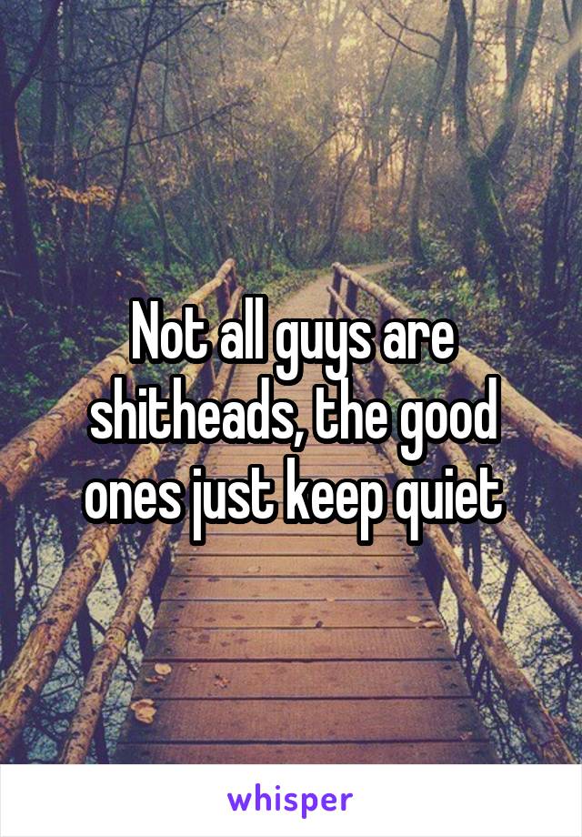 Not all guys are shitheads, the good ones just keep quiet