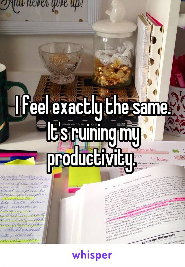 I feel exactly the same. It's ruining my productivity. 