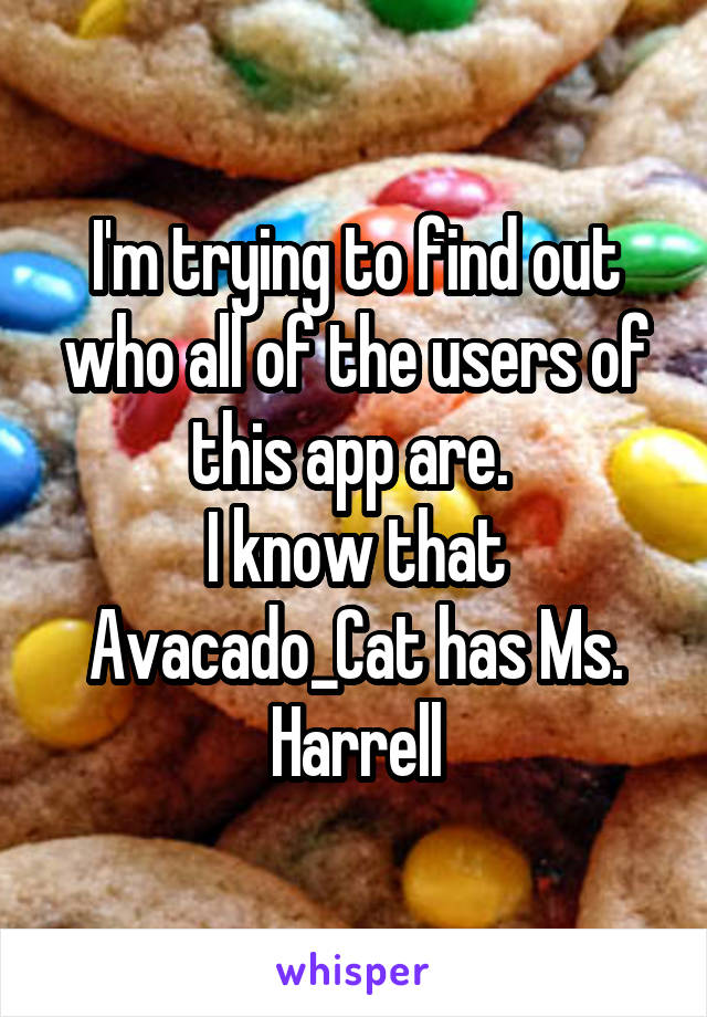 I'm trying to find out who all of the users of this app are. 
I know that Avacado_Cat has Ms. Harrell