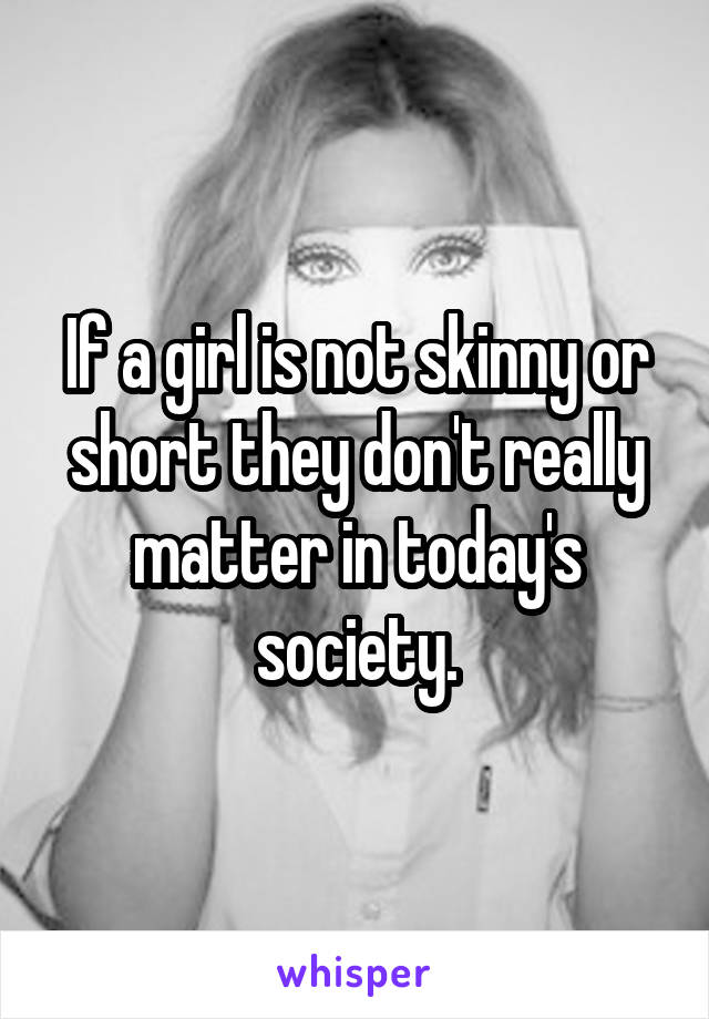 If a girl is not skinny or short they don't really matter in today's society.