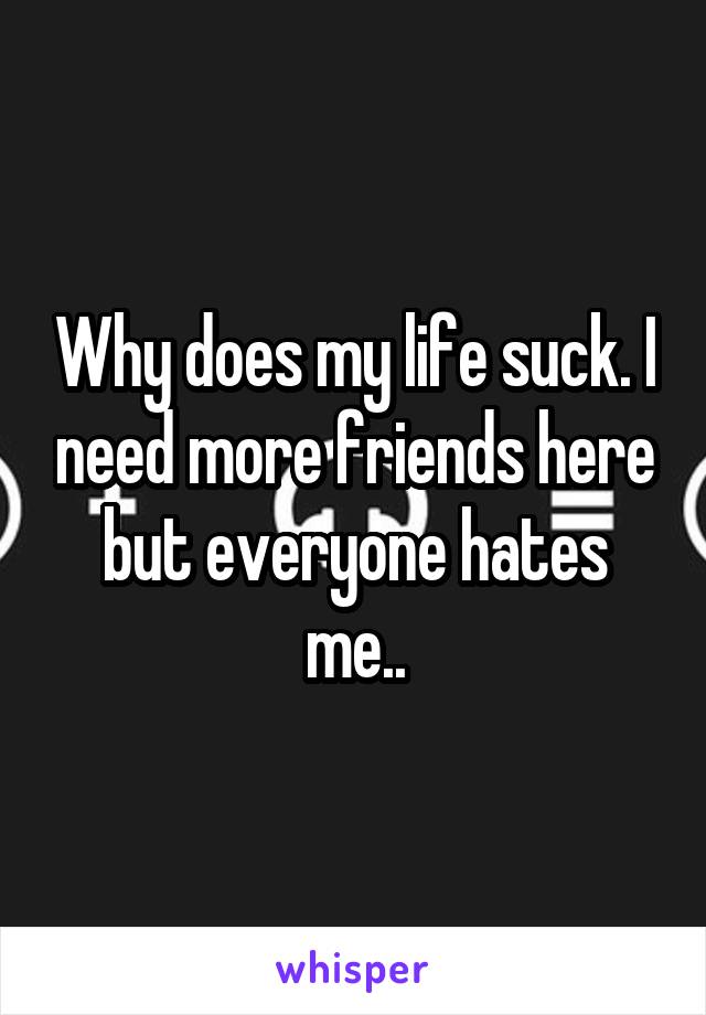 Why does my life suck. I need more friends here but everyone hates me..