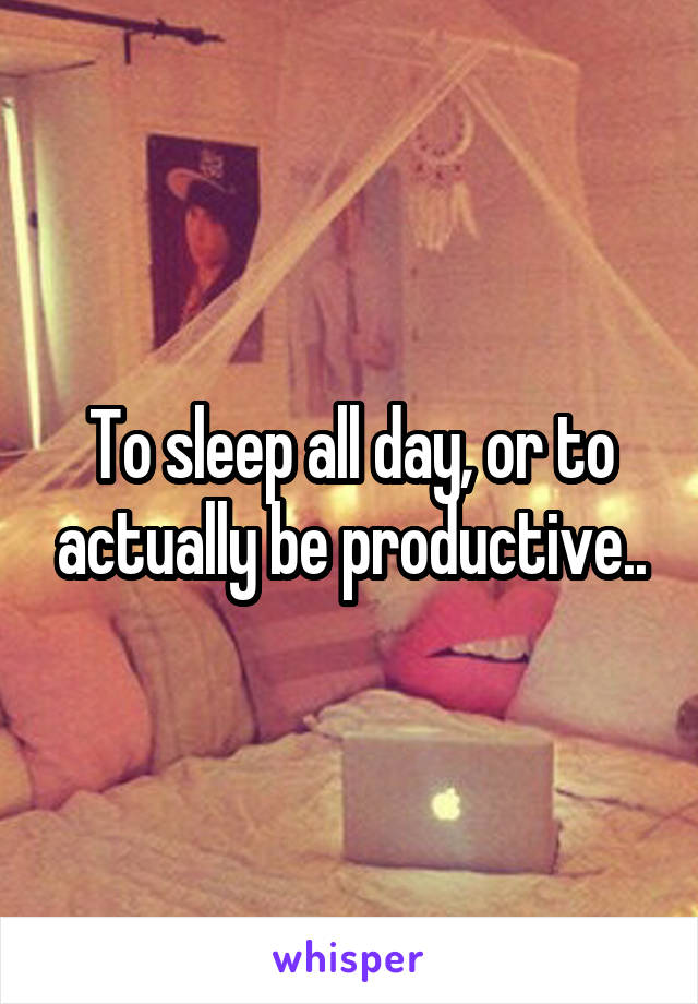 To sleep all day, or to actually be productive..