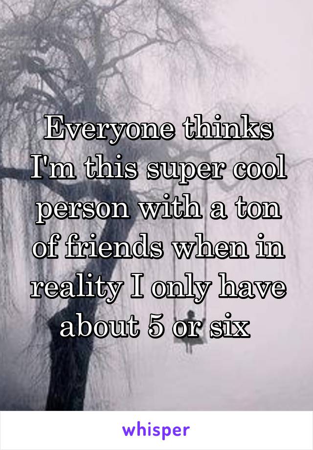 Everyone thinks I'm this super cool person with a ton of friends when in reality I only have about 5 or six 