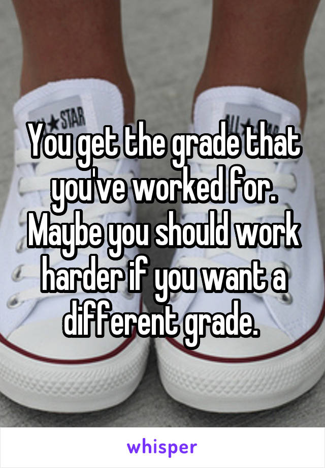 You get the grade that you've worked for. Maybe you should work harder if you want a different grade. 