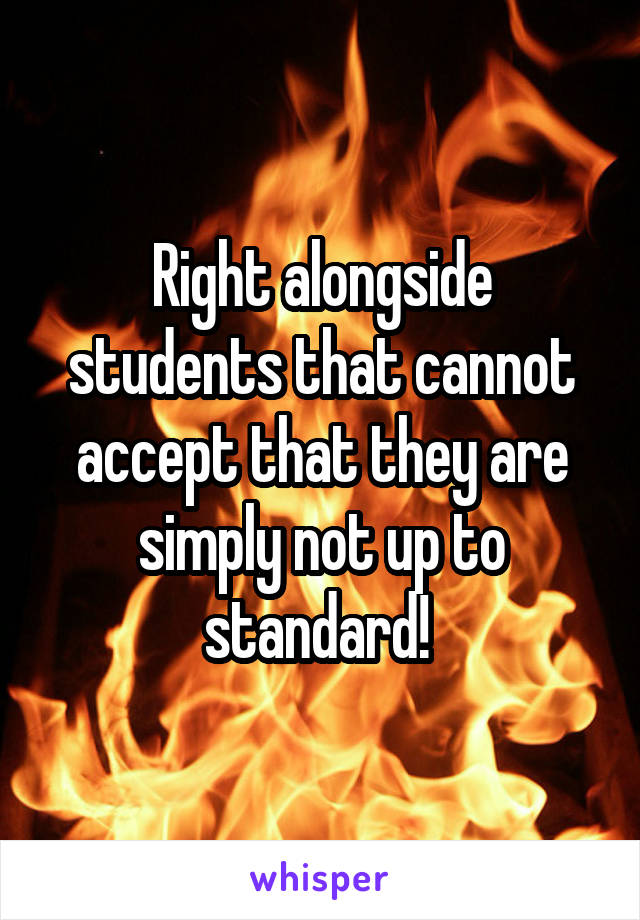 Right alongside students that cannot accept that they are simply not up to standard! 