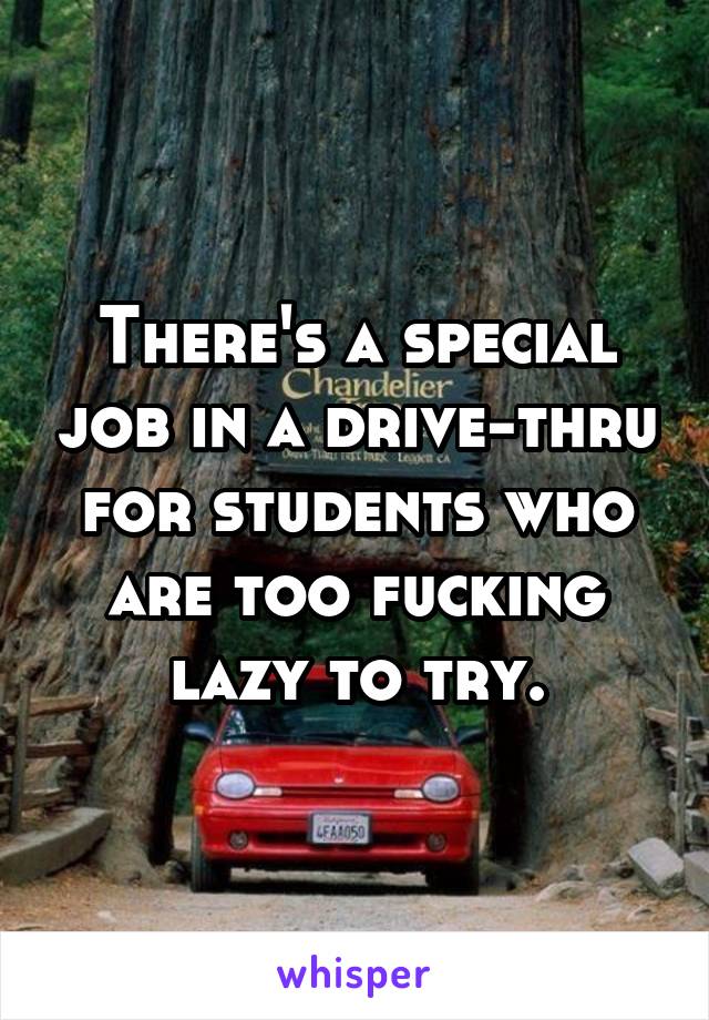 There's a special job in a drive-thru for students who are too fucking lazy to try.