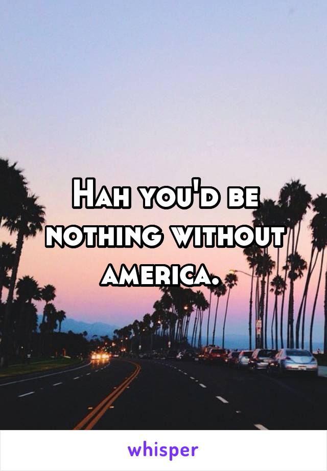 Hah you'd be nothing without america. 