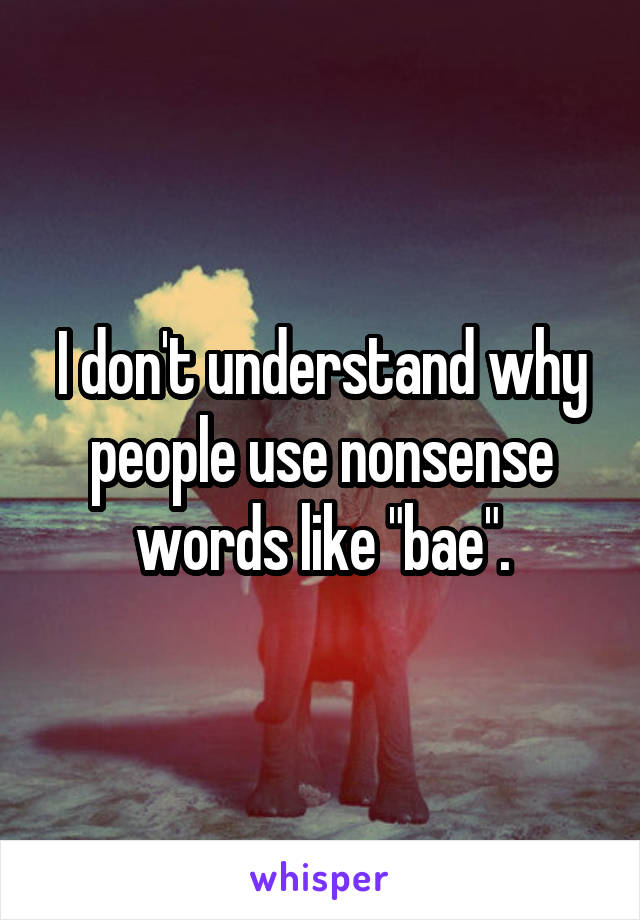 I don't understand why people use nonsense words like "bae".