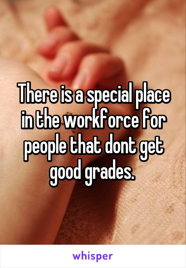 There is a special place in the workforce for people that dont get good grades. 