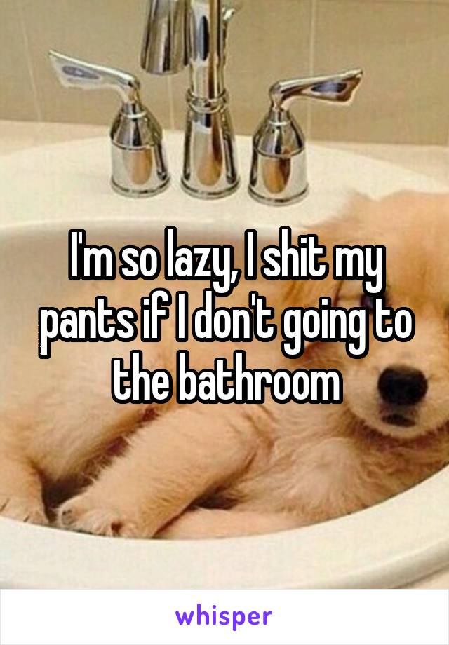 I'm so lazy, I shit my pants if I don't going to the bathroom