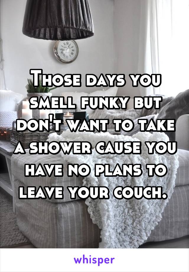 Those days you smell funky but don't want to take a shower cause you have no plans to leave your couch. 