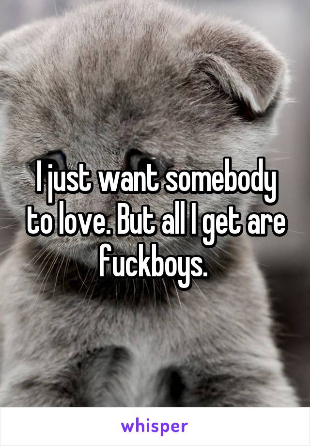 I just want somebody to love. But all I get are fuckboys. 