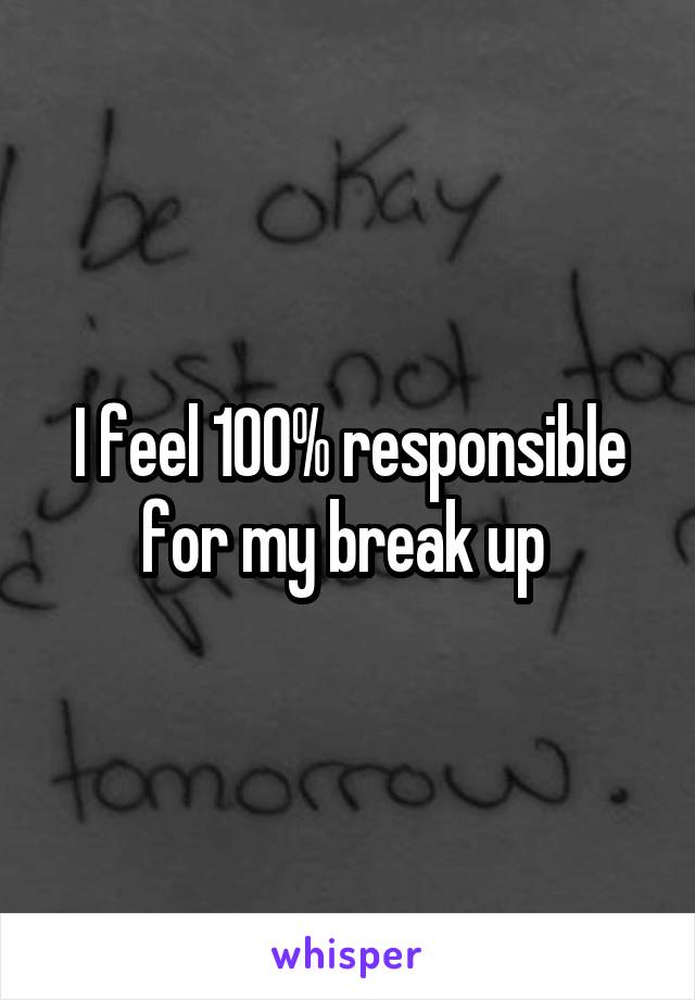 I feel 100% responsible for my break up 
