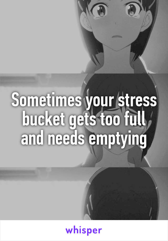 Sometimes your stress bucket gets too full and needs emptying