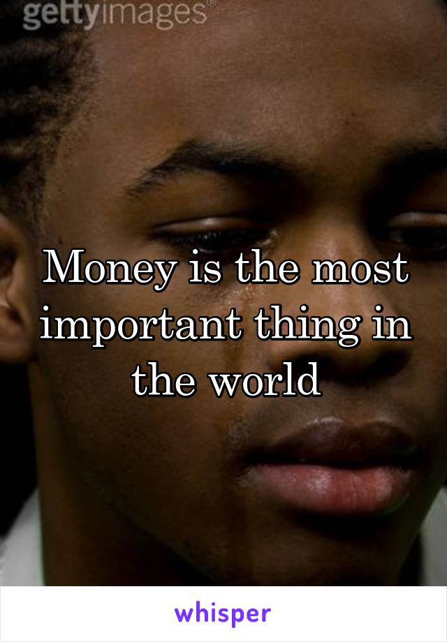 Money is the most important thing in the world